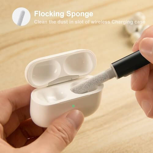 Airpods Pro 1 2 3 için Hyashee Temizleme Kiti, Bluetooth Kulaklık Kılıfı Temizleme Aletleri Siyah için Yumuşak Fırçalı Akın Süngerli Çok Fonksiyonlu Temizleme Kalemi - 4