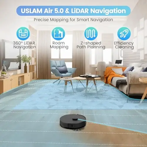 AIRROBO Robot changyutkich va mop kombinatsiyasi, o'zi bo'shatuvchi, 60 kunlik sig'im, uy xaritasi, jadval, Wi-Fi/App/Alexa/Remote, 180 daqiqa ishlash vaqti, uy hayvonlari, qattiq pollar, gilamlar uchun T20+ robot changyutgich - 4