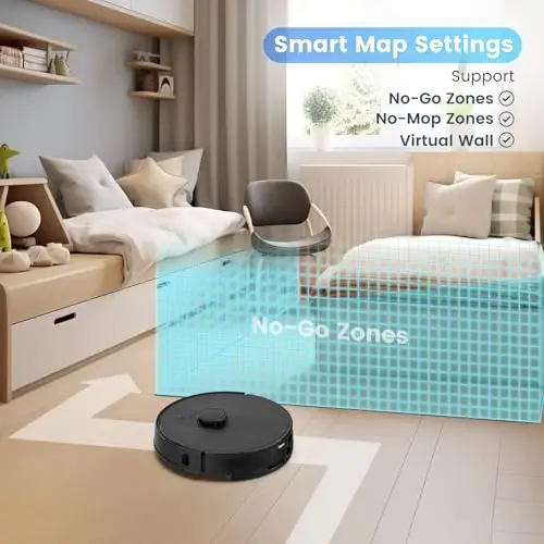 AIRROBO Robot changyutkich va mop kombinatsiyasi, o'zi bo'shatuvchi, 60 kunlik sig'im, uy xaritasi, jadval, Wi-Fi/App/Alexa/Remote, 180 daqiqa ishlash vaqti, uy hayvonlari, qattiq pollar, gilamlar uchun T20+ robot changyutgich - 6