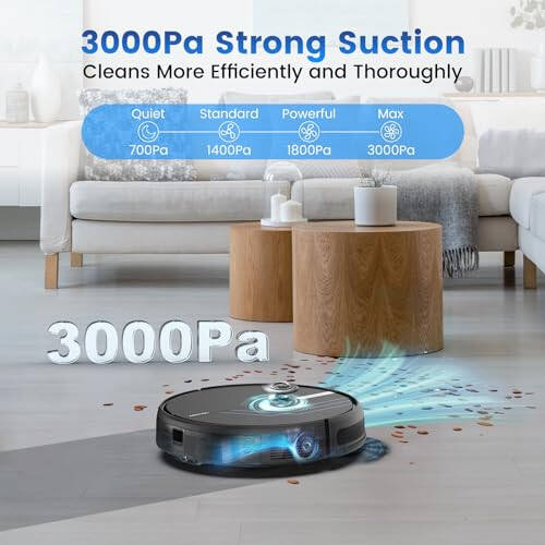 AIRROBO Robot tozalagich va supurgi, 3000Pa kuchli emish kuchi tozalagich supurgi roboti, Wi-Fi/Ilova/Alexa, qattiq zaminlar, uy hayvonlari junlari va past qavatli gilamlar uchun o'zini o'zi zaryadlovchi robotik tozalagich, ingichka dizayn, jim, P30 - 3