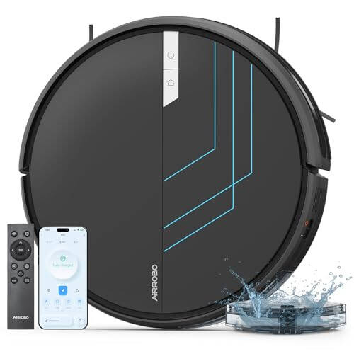 AIRROBO Robot Vacuum and Mop, 3000Pa Strong Suction Power Vacuum Mop Robot, Wi-Fi/App/Alexa, Self-Charging Robotic Vacuum for Hard Floor, Pet Hair and Low-Piled Carpet, Slim Design, Quiet，P30 - 1