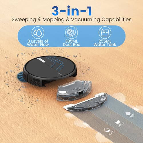 AIRROBO Robot Vacuum and Mop, 3000Pa Strong Suction Power Vacuum Mop Robot, Wi-Fi/App/Alexa, Self-Charging Robotic Vacuum for Hard Floor, Pet Hair and Low-Piled Carpet, Slim Design, Quiet，P30 - 2