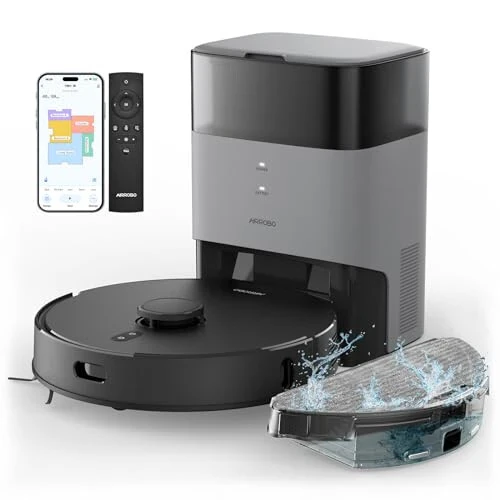 AIRROBO Robot Vacuum and Mop Combo, Self-Emptying, 60-Day Capacity, Home Mapping, Schedule, Wi-Fi/App/Alexa/Remote, 180mins Runtime, T20+ Robotic Vacuum Cleaner for Pet, Hard Floors, Carpet - AIRROBO