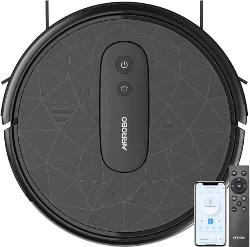 AIRROBO Robot Vacuum Cleaner - Robotic Vacuums with 2800Pa Suction Power, Ideal for Pet Hair, Hard Floors, and Low Carpets - Self-Charging, App Control - 120 Minutes Runtime - 1