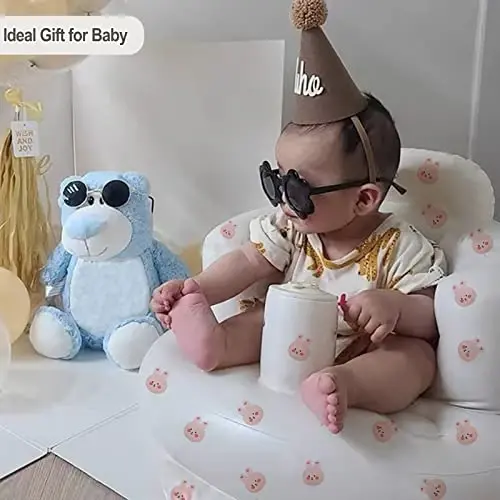 AirSwim Inflatable Baby Chair, Baby Inflatable Seat for Babies 3 Months and Up Summer Inflatable Baby Seat for Sitting Up, Blow Up Baby Floor Seat with Built in Air Pump, Rabbit - 2