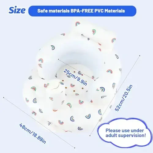 AirSwim Inflatable Baby Chair, Baby Inflatable Seat for Babies 3 Months and Up Summer Inflatable Baby Seat for Sitting Up, Blow Up Baby Floor Seat with Built in Air Pump, Rainbow - 6