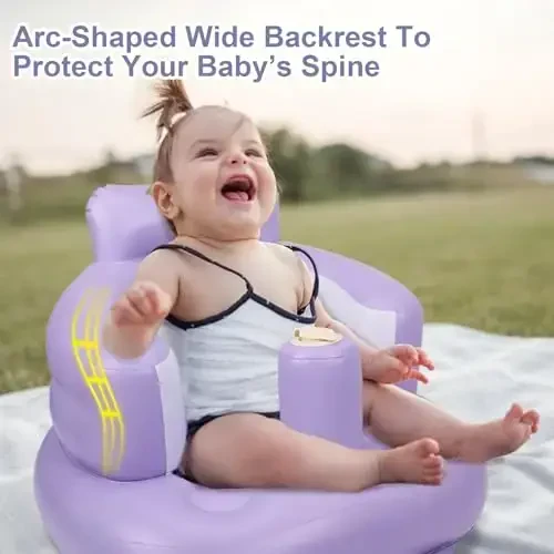 AirSwim Inflatable Baby Chair, Inflatable Baby Seat for Babies 3 Months and Up, Summer Blow Up Chair with Built in Air Pump, Bumbo Seat for Learning to Sit, Palying, Camping, Purple - 3