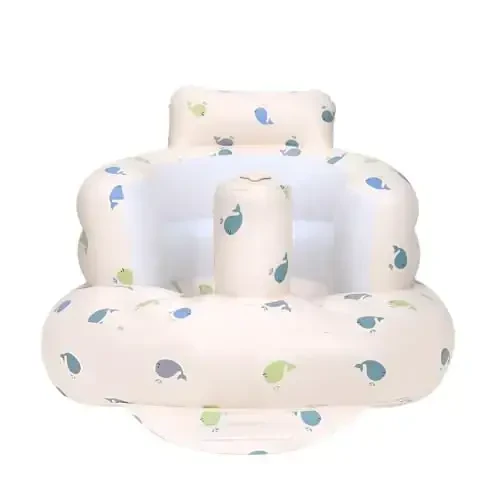 AirSwim Inflatable Baby Chair, Inflatable Baby Seat for Babies 3 Months and Up, Summer Blow Up Chair with Built in Air Pump, Bumbo Seat for Learning to Sit, Palying, Camping, Whale - AIRSWIM