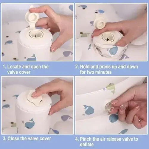 AirSwim Inflatable Baby Chair, Inflatable Baby Seat for Babies 3 Months and Up, Summer Blow Up Chair with Built in Air Pump, Bumbo Seat for Learning to Sit, Palying, Camping, Whale - 6