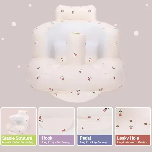 AirSwim Inflatable Baby Chair, Inflatable Baby Seat for Babies 3 Months and Up, Summer Blow Up Chair with Built in Air Pump, Infant Floor Seats for Learning to Sit, Palying, Camping, Tulip - AIRSWIM (1)