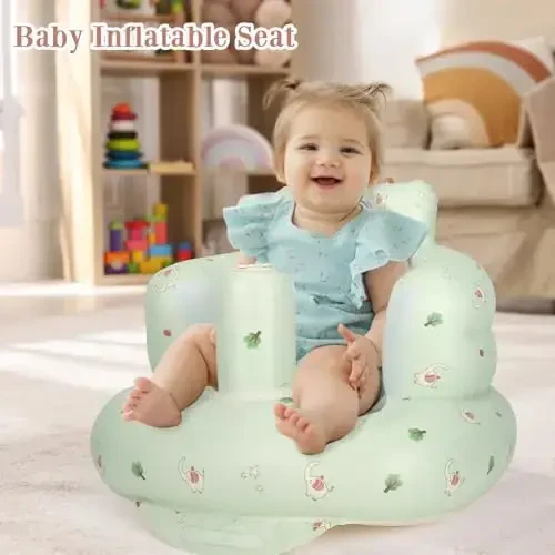 AirSwim Inflatable Baby Seat, 3 oylik va undan katta bolalar uchun Inflatable Baby Chair, o'rnatilgan havo nasosli yozgi puflanadigan stul, o'tirishni o'rganish, o'ynash, lager uchun chaqaloqlar uchun pol stullari, fil - 6