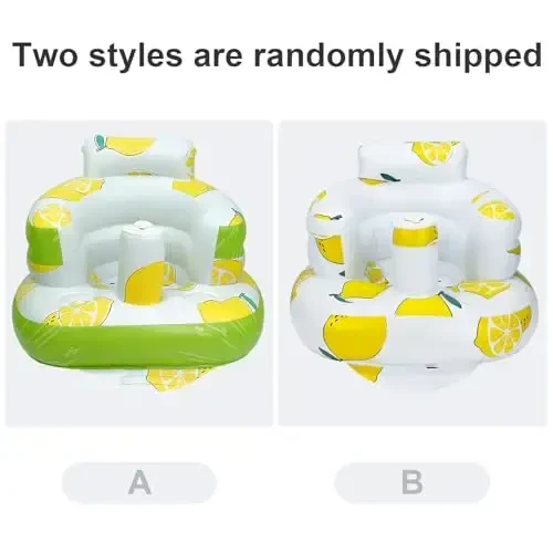 AirSwim Inflatable Baby Seat, Inflatable Baby Chair for Babies 3 Months and Up, Summer Blow Up Chair with Built in Air Pump, Infant Floor Seats for Learning to Sit, Palying, Camping, Lemon - 3