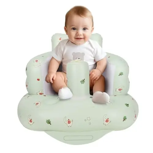 AirSwim Inflatable Baby Seat, Inflatable Baby Chair for Babies 3 Months and Up, Summer Blow Up Chair with Built in Air Pump, Infant Floor Seats for Learning to Sit, Palying, Camping, Elephant - 1