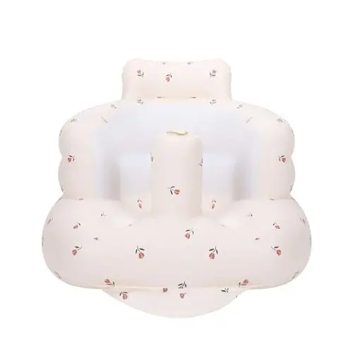 AirSwim Inflatable Baby Chair, Inflatable Baby Seat for Babies 3 Months and Up, Summer Blow Up Chair with Built in Air Pump, Infant Floor Seats for Learning to Sit, Palying, Camping, Tulip - 1