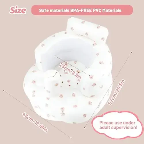 AirSwim Inflatable Baby Chair, Inflatable Baby Seat for Babies 3 Months and Up, Summer Blow Up Chair with Built in Air Pump, Bumbo Seat for Learning to Sit, Palying, Camping, Rabbit - 5