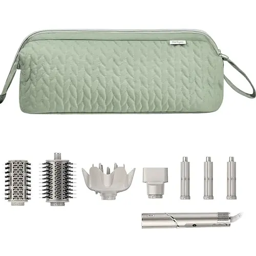 KarSyon Shark Flex Style Case for Airwrap Hair Dryer Brush Revlon Hair Tools Travel Bag Carrying Case Flat Curling Iron Organizer (Sage Green) - 3