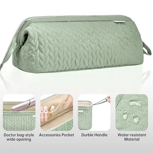 KarSyon Shark Flex Style Case for Airwrap Hair Dryer Brush Revlon Hair Tools Travel Bag Carrying Case Flat Curling Iron Organizer (Sage Green) - 5
