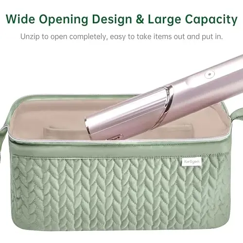 KarSyon Shark Flex Style Case for Airwrap Hair Dryer Brush Revlon Hair Tools Travel Bag Carrying Case Flat Curling Iron Organizer (Sage Green) - 6