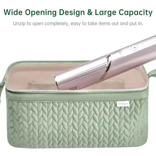 KarSyon Shark Flex Style Case for Airwrap Hair Dryer Brush Revlon Hair Tools Travel Bag Carrying Case Flat Curling Iron Organizer (Sage Green) - 6