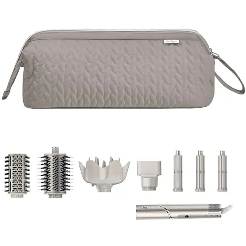 KarSyon Shark Flex Style Case for Airwrap Hair Dryer Brush Revlon Hair Tools Travel Bag Carrying Case Flat Curling Iron Organizer (Camel) - 1