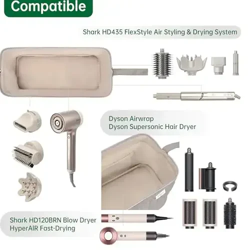 KarSyon Shark Flex Style Case for Airwrap Hair Dryer Brush Revlon Hair Tools Travel Bag Carrying Case Flat Curling Iron Organizer (Camel) - 4