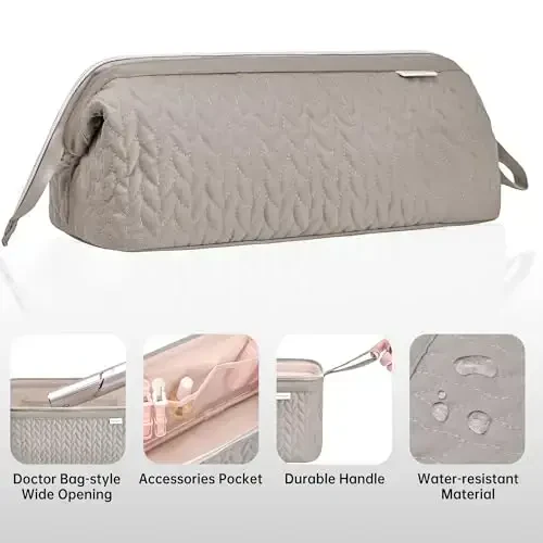 KarSyon Shark Flex Style Case for Airwrap Hair Dryer Brush Revlon Hair Tools Travel Bag Carrying Case Flat Curling Iron Organizer (Camel) - 5