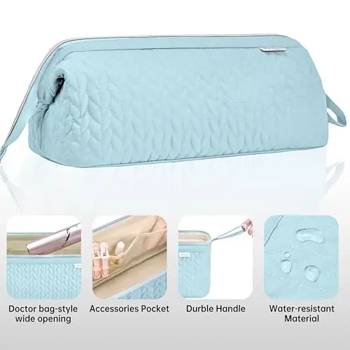 KarSyon Shark Flex Style Case for Airwrap Hair Dryer Brush Revlon Hair Tools Travel Bag Carrying Case Flat Curling Iron Organizer (Light Blue) - 5