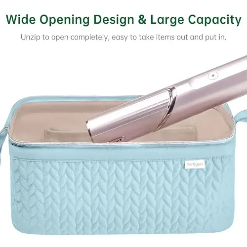 KarSyon Shark Flex Style Case for Airwrap Hair Dryer Brush Revlon Hair Tools Travel Bag Carrying Case Flat Curling Iron Organizer (Light Blue) - 6