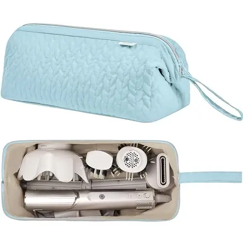 KarSyon Shark Flex Style Case for Airwrap Hair Dryer Brush Revlon Hair Tools Travel Bag Carrying Case Flat Curling Iron Organizer (Light Blue) - KARSYON