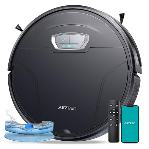 Airzeen Robot Vacuum Cleaner with 4500Pa Strong Suction, 3 in 1 Robot Vacuum and Mop, Carpet Auto-Boost, Self-Charging, 2.9” Slim Design, Remote/App/Alexa Control, Ideal for Pet Hair/Carpet/Hard Floor - 1