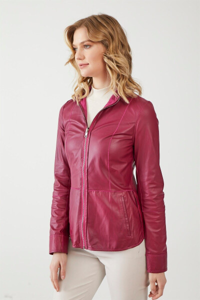 Aisha Dark Pink Women's Suede Jacket - 6