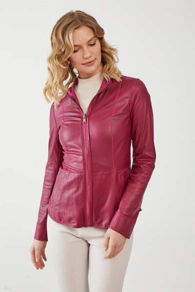 Aisha Dark Pink Women's Suede Jacket - 7