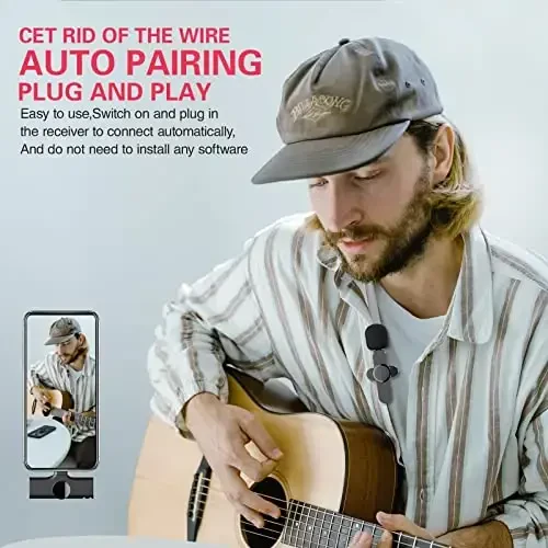 Aisizon Wireless Clip Mic, Wireless Lavalier Microphones, Lapel Clip-on Microphone, for iPhone 15, Smartphone, Laptop, Video Recording, Tiktok, Facebook Live, YouTube Live Stream - AISIZON (1)