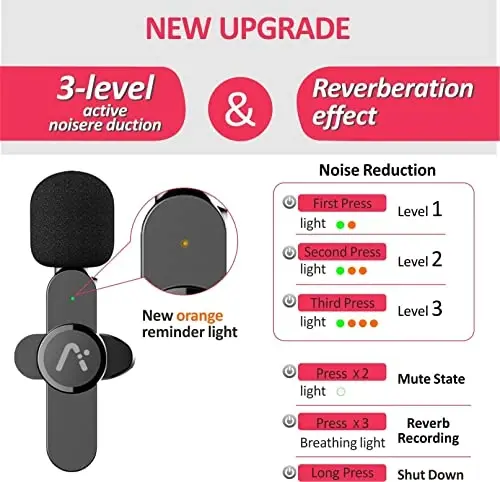 Aisizon Wireless Clip Mic, Wireless Lavalier Microphones, Lapel Clip-on Microphone, for iPhone 15, Smartphone, Laptop, Video Recording, Tiktok, Facebook Live, YouTube Live Stream - 7