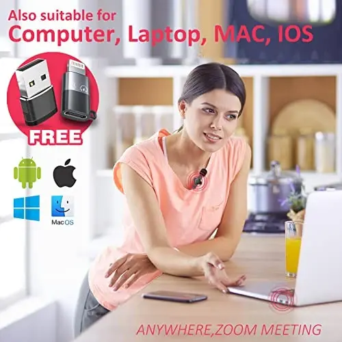 Aisizon Wireless Clip Mic, Wireless Lavalier Microphones, Lapel Clip-on Microphone, for iPhone 15, Smartphone, Laptop, Video Recording, Tiktok, Facebook Live, YouTube Live Stream - 4