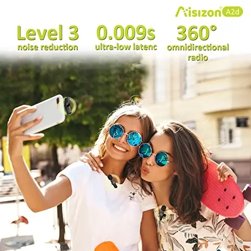 Aisizon Wireless Mics, Wireless Clip on Microphones, Lapel Microphone A2d One Pair Two, for Android Phone, iPhone 15, Laptop, Video Recording - 6
