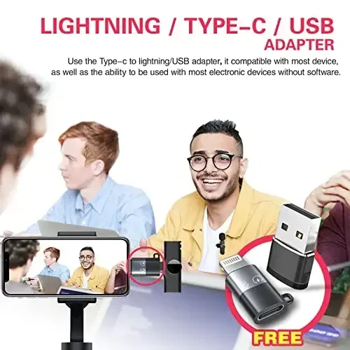 Aisizon simsiz qisqichli mikrofon, simsiz yaka mikrofonlari, yopinchiq qisqichli mikrofon, iPhone 15, smartfon, noutbuk, video yozuv, Tiktok, Facebook Live, YouTube Live Stream uchun - 3