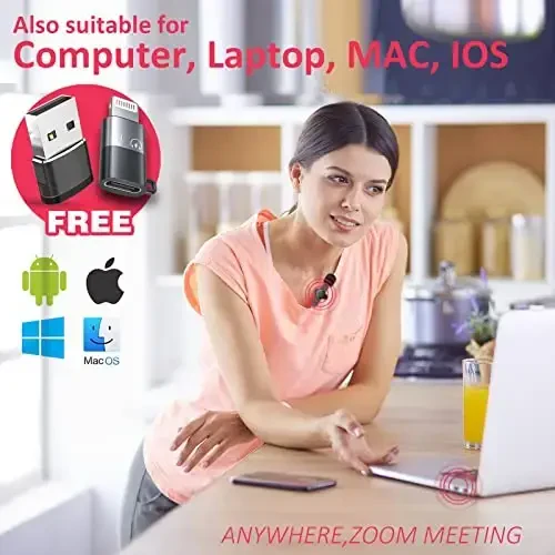 Aisizon simsiz qisqichli mikrofon, simsiz yaka mikrofonlari, yopinchiq qisqichli mikrofon, iPhone 15, smartfon, noutbuk, video yozuv, Tiktok, Facebook Live, YouTube Live Stream uchun - 4