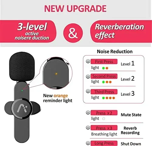 Aisizon Wireless Clip Mic, Wireless Lavalier Microphones, Lapel Clip-on Microphone, for iPhone 15, Smartphone, Laptop, Video Recording, Tiktok, Facebook Live, YouTube Live Stream - 7