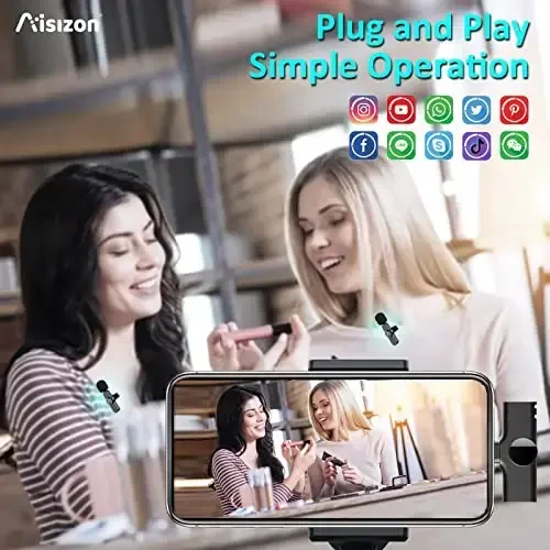Aisizon Wireless Lavalier Microphone for iPhone7-14, Wireless Clip Mic, Clip on Microphone A3d, for iPhone, iPad, Computer, Zoom Meeting, Video Recording, tiktok - 3