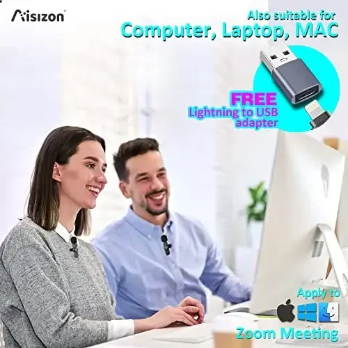 Aisizon Wireless Lavalier Microphone for iPhone7-14, Wireless Clip Mic, Clip on Microphone A3d, for iPhone, iPad, Computer, Zoom Meeting, Video Recording, tiktok - 4