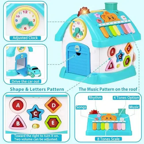 Aitbay Toys for 1+ Year Old Boy Gifts: Baby Musical Toys 12-18 Months 8-in-1 Multi-Functional House - Educational Learning Toys for Toddlers Age 1-3 - First Birthday Gifts Boys Girls - 4