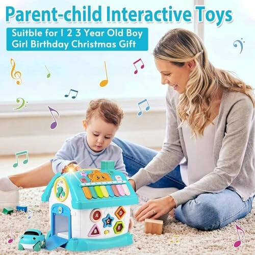 Aitbay Toys for 1+ Year Old Boy Gifts: Baby Musical Toys 12-18 Months 8-in-1 Multi-Functional House - Educational Learning Toys for Toddlers Age 1-3 - First Birthday Gifts Boys Girls - 5