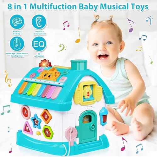 Aitbay Toys for 1+ Year Old Boy Gifts: Baby Musical Toys 12-18 Months 8-in-1 Multi-Functional House - Educational Learning Toys for Toddlers Age 1-3 - First Birthday Gifts Boys Girls - Aitbay (1)
