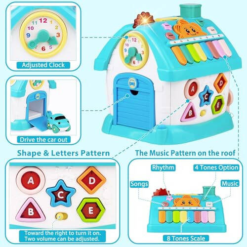 Aitbay Toys for 1+ Year Old Boy Gifts: Baby Musical Toys 12-18 Months 8-in-1 Multi-Functional House - Educational Learning Toys for Toddlers Age 1-3 - First Birthday Gifts Boys Girls - 4