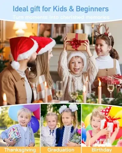 AiTechny Bolalar Uchun Raqamli Kamera, 1080P FHD Kamera, 44MP Rasmlar Uchun 32GB Karta Ega Chek va Otish Raqamli Kamera, 16X Zum, Kompakt Kichik Vintaj Kamera Sovg'alari O'smirlar Bolalar O'g'il Bolalar Qizlar Uchun (Pushti) - 6