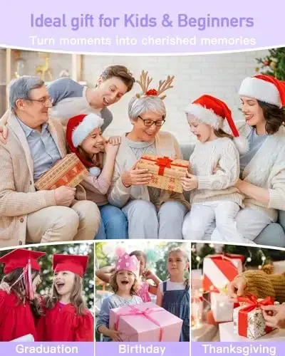 AiTechny Digital Camera, FHD 1080P Kids Camera, 44MP Point and Shoot Cameras for Pictures with 32GB Card, 16X Zoom, Lanyard, Portable Travel Mini Camera for Kids Teens Beginner(Purple) - 6