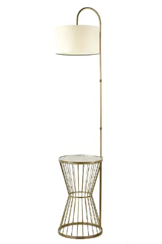 Айтуг Торшер Журнальный Столик Античный Мрамор Дерево Кремовый Абажур-Античный - 1