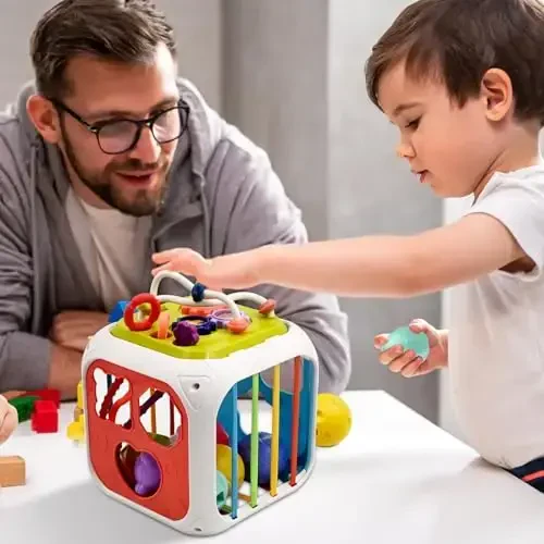 AiTuiTui Baby Toys 12 18 Months, Sensory Montessori Toys for 1 2 Year Old Boy Girl Gifts, 7 in 1 Multifunction Educational Toys with Shape Sorter Stacking Blocks for Toddlers Birthday Gifts - 5