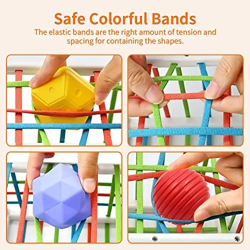 AiTuiTui Baby Sensory Montessori Activity Toys for 1 2 Year Old Boy Girl, Early Learning Develop Shape Sorter Cube with Soft Textured Balls for Infants Toddler Birthday or Easter Gifts - 4